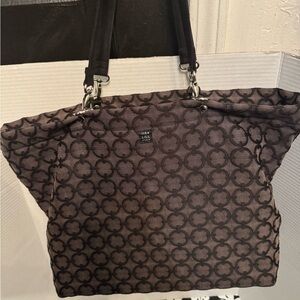 1154 Lill Studio Black and Brown Patterned Tote with added pouch